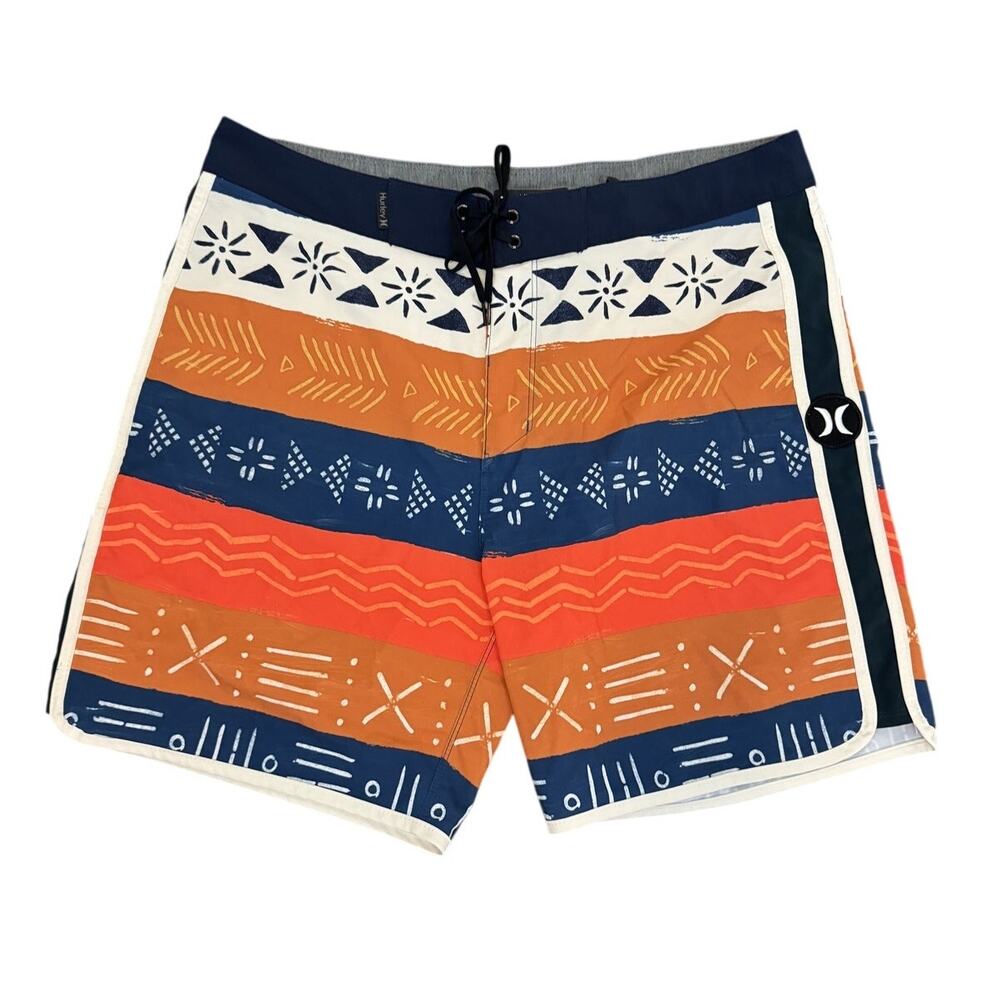 Hurley Mens Multicolor Mid Rise Geometric Beach Aztec Board Shorts Waist Size 32
